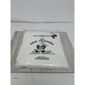 New Crib Critters Knit Twin Sheet Hugger Top Sheet 100% Cotton - USA -White